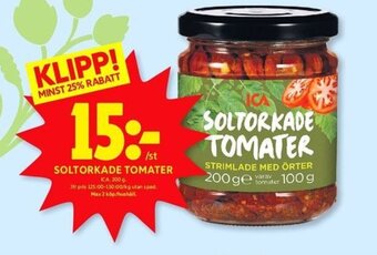 ICA Kvantum SOLTORKADE TOMATER erbjuda