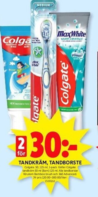 ICA Kvantum TANDKRÄM, TANDBORSTE erbjuda