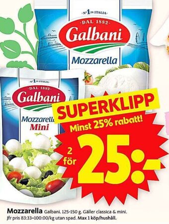 ICA Supermarket Mozzarella erbjuda