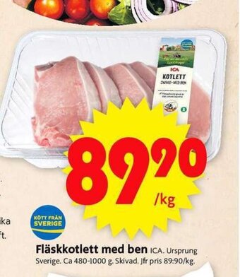 ICA Supermarket Fläskkotlett med ben erbjuda