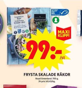 ICA Maxi Royal greenland räkor med skal erbjuda