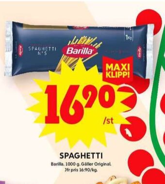 ICA Maxi Barilla spaghetti erbjuda