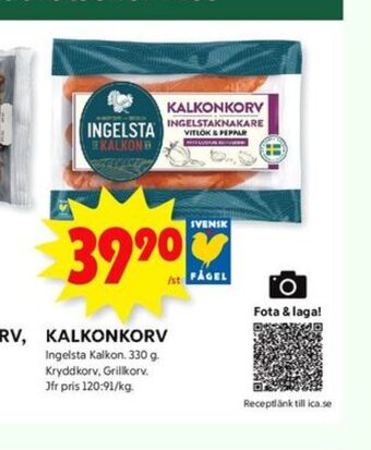 ICA Kvantum Ingelsta kalkon kalkonkorv erbjuda