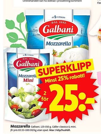 ICA Supermarket Galbani mozzarella erbjuda