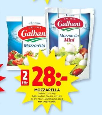 ICA Kvantum Galbani mozzarella erbjuda