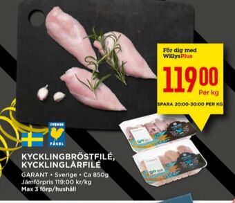 Willys Garant kycklingbröstfilé erbjuda