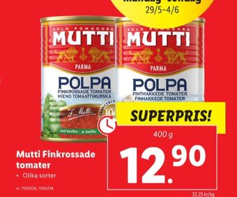 Lidl Mutti tomater erbjuda