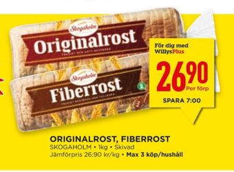 Willys Hemma Originalrost toastbröd erbjuda