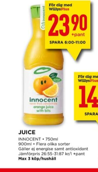 Willys Innocent juice erbjuda