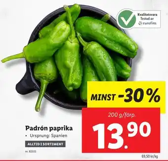 Lidl Padrón paprika erbjuda