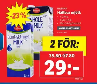 Lidl Hållbar mjölk erbjuda