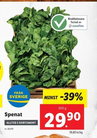 Lidl Spenat erbjuda