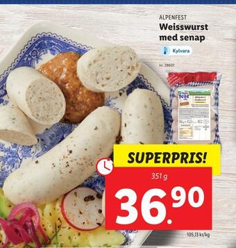 Lidl Weisswurst med senap erbjuda