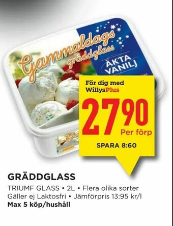 Willys Gräddglass erbjuda