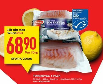 Willys Torskrygg 3-pack erbjuda