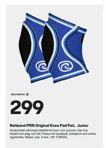 Rehband PRN Original Knee Pad Pair, Junior