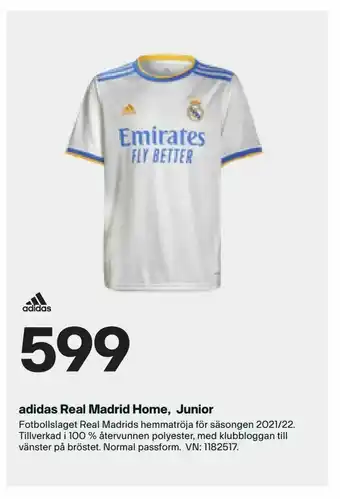 XXL adidas Real Madrid Home, Junior erbjuda