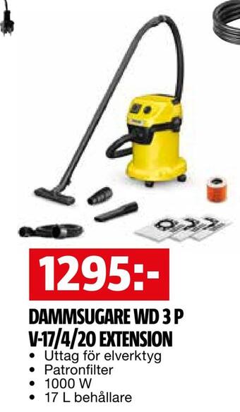 Bauhaus Dammsugare wd 3 p v-17/4/20 extension erbjuda