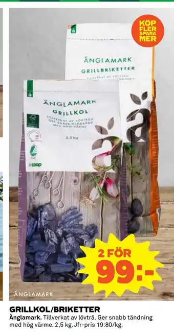 Coop Konsum Grillkol/briketter erbjuda