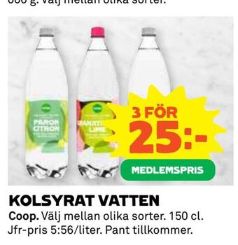 Coop Konsum Kolsyrat vatten erbjuda