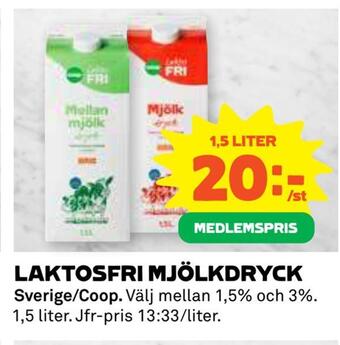 Coop Daglivs Laktosfri mjölkdryck erbjuda