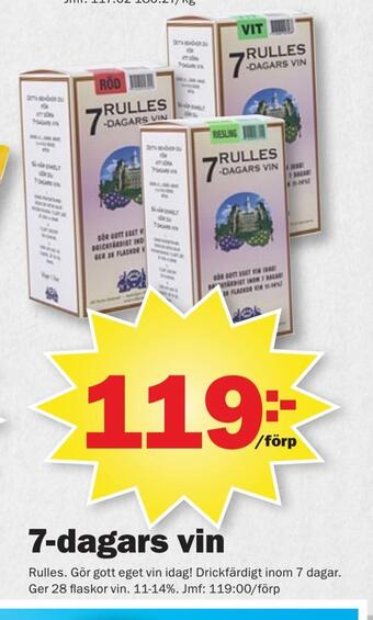 Pekås 7-dagars vin erbjuda