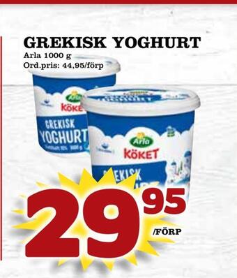 Supergrossen Grekisk yoghurt erbjuda
