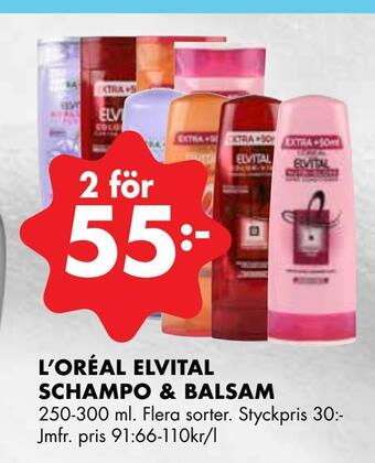 ÖoB L'oréal elvital schampo & balsam erbjuda