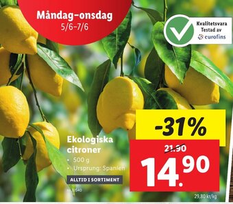 Lidl Ekologiska citroner erbjuda