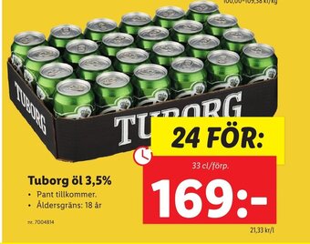Lidl Tuborg öl 3,5% erbjuda