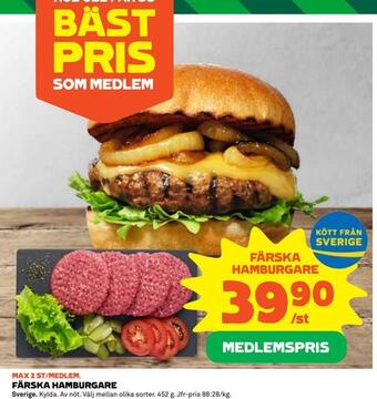 Coop Färska hamburgare erbjuda