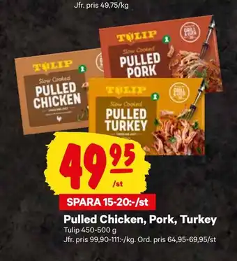 Pulled chicken, pork, turkey