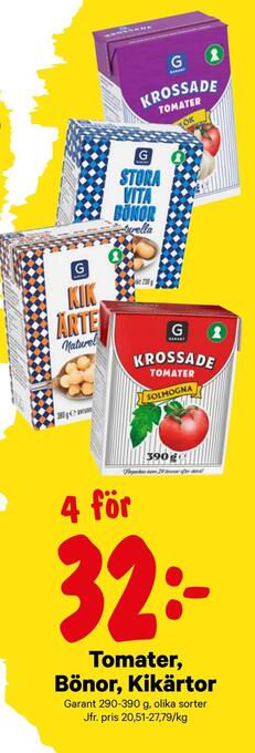 City Gross Tomater, bönor, kikärtor erbjuda