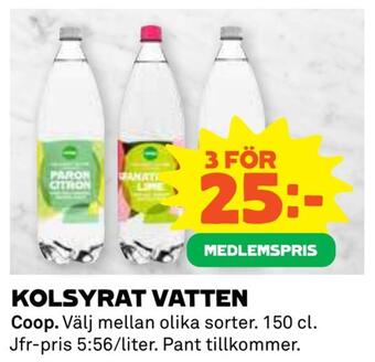 Coop Kolsyrat vatten erbjuda