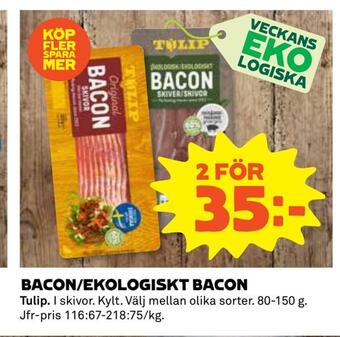 Coop Bacon/ekologiskt bacon erbjuda