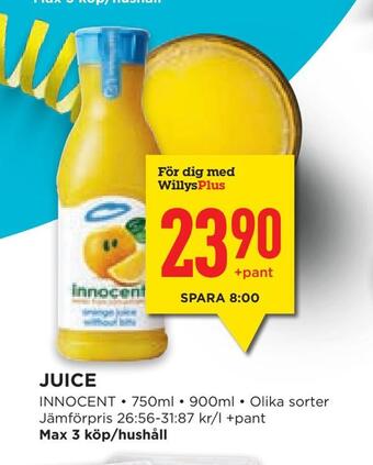 Willys Hemma Juice erbjuda