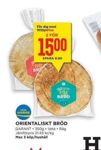 Willys Hemma Orientaliskt bröd erbjuda