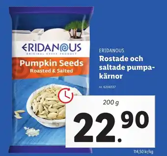 Lidl ERIDANOUS Rostade och saltade pumpa-kärnor erbjuda