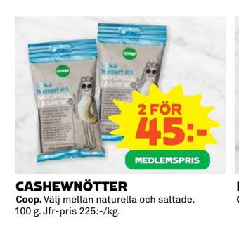 Coop Extra Cashewnötter erbjuda