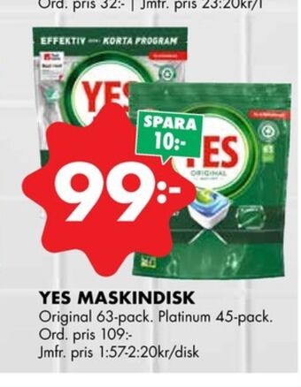 ÖoB Yes diskmaskintabs erbjuda
