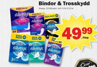 Pekås Always bindor erbjuda