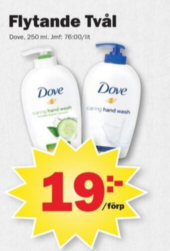 Pekås Dove tvål flytande erbjuda