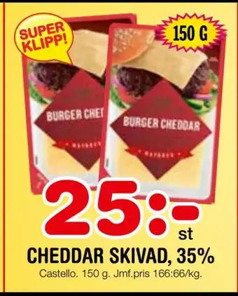 Nya Pulsen Cheddar skivad, 35% erbjuda