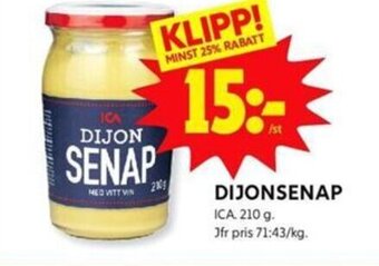 ICA Kvantum DIJONSENAP ICA. 210 g. erbjuda