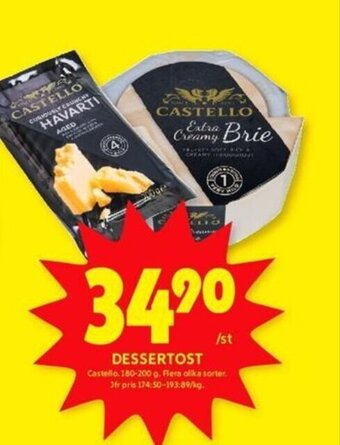 ICA Kvantum DESSERTOST Castello 180-200 g. erbjuda