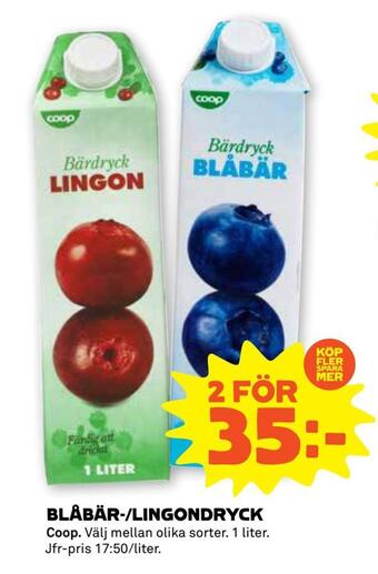 Stora Coop Blåbär-/lingondryck erbjuda