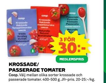 Stora Coop Krossade/ passerade tomater erbjuda