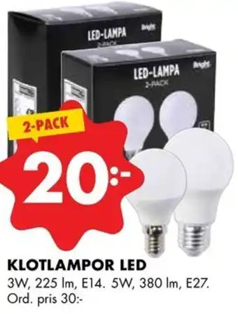 ÖoB Klotlampor Led 3W 225 lm 2-pack erbjuda
