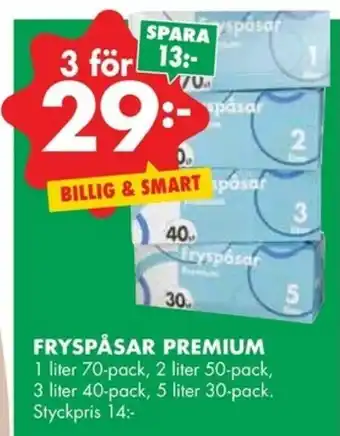 ÖoB Fryspåsar Premium 1lt. 70-pack erbjuda