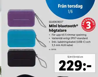 Lidl SILVERCREST Mini bluetooth® högtalare erbjuda